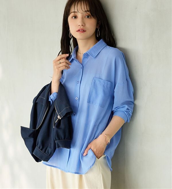 BELLUNA（ベルーナ）の「【接触冷感】透け感バックシャーリングシャツ（シャツ）」｜詳細画像