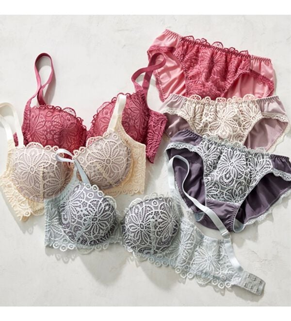 YU'NOW（ユナウ）の「レーシー脇高スッキリブラ＆ショーツ　～配色カラー～（ブラジャー＆ショーツセット）」｜詳細画像