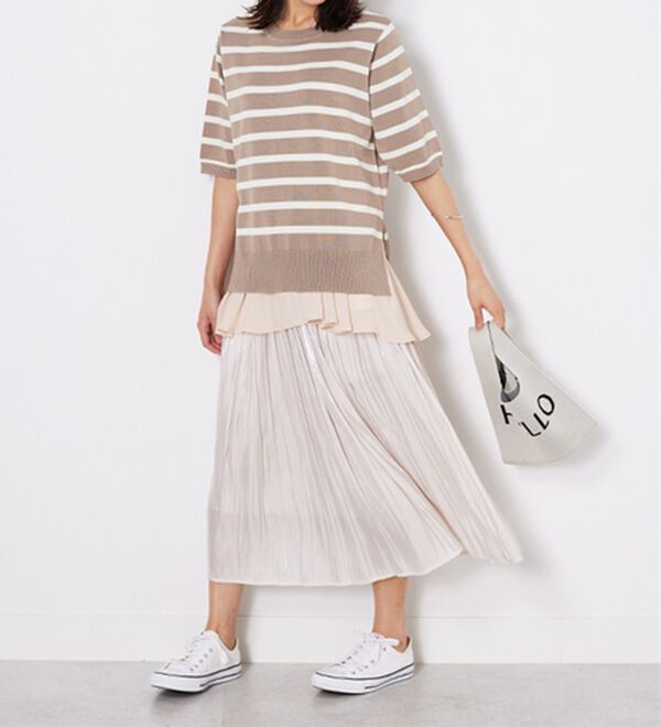 BELLUNA（ベルーナ）の「【2点セット】バックスリットボーダーニットアンサンブル（ニット・セーター）」｜詳細画像