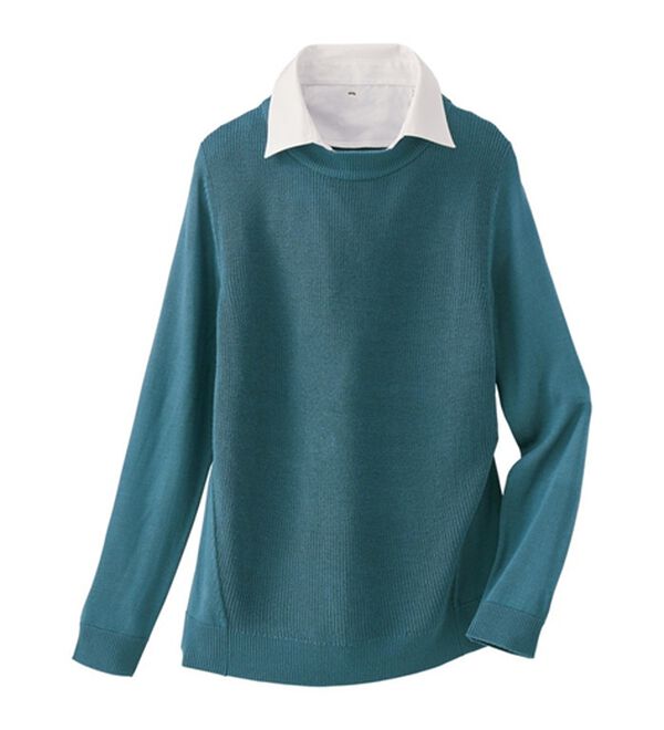 BELLUNA（ベルーナ）の「重ね衿付！細見えニットプルオーバー（ニット・セーター）」｜詳細画像