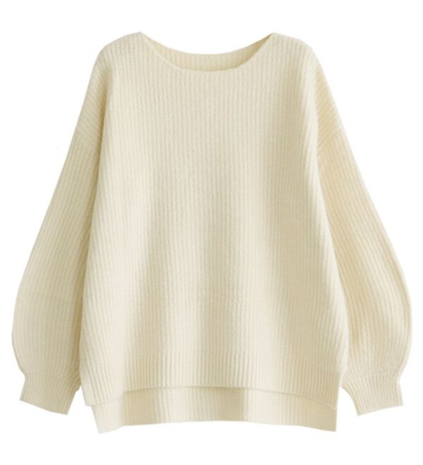 Pierrot（ピエロ）の「【洗濯機で洗える】ネックが選べるふんわりボリューム袖ニット（ニット・セーター）」｜詳細画像