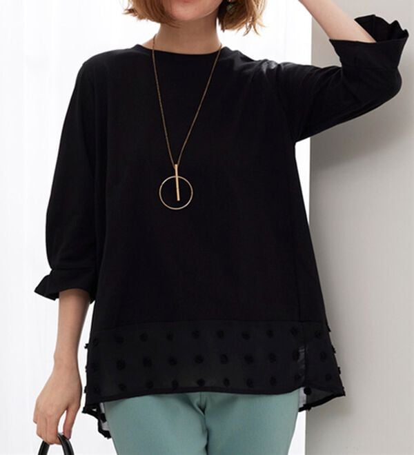 BELLUNA（ベルーナ）の「裾シアードット切替プルオーバー（カットソー）」｜詳細画像