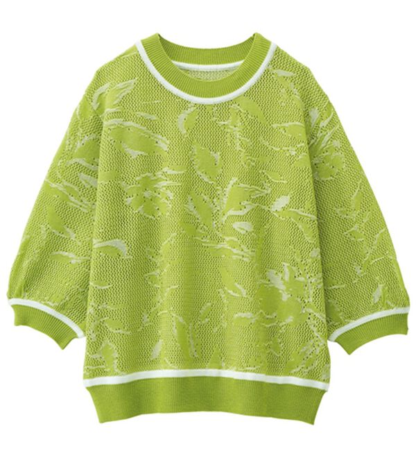 RANAN（ラナン）の「リーフ柄メッシュニット（ニット・セーター）」｜詳細画像