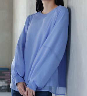 RANAN（ラナン）の「裏起毛シアー素材レイヤードスウェット（カットソー）」｜ブルー