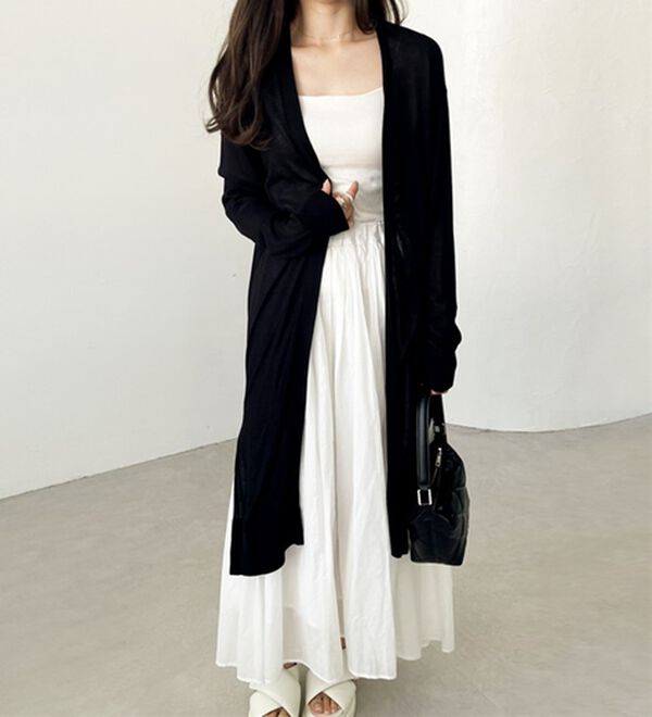 GeeRA（ジーラ）の「【3つの機能付】ロングニットカーディガン（ミディ丈）（ニットカーディガン）」｜詳細画像