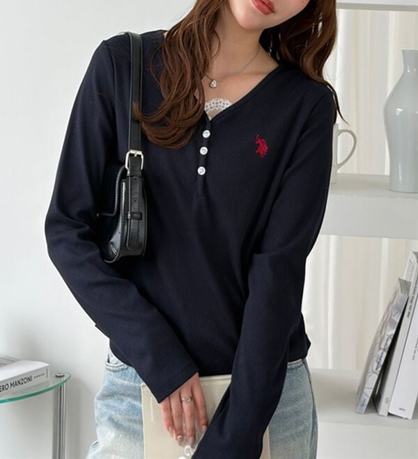 GeeRA（ジーラ）の「【U.S.POLOASSN.】Ｖネックヘンリーリブカットソー（カットソー）」｜詳細画像