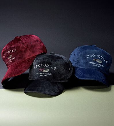 「＜クロコダイル＞ベロアキャップ（メンズ帽子）」