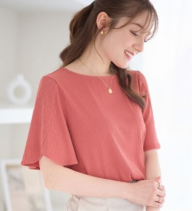 alotta（アロッタ）の「【4つの機能付】ひんやりチューリップ袖ブラウスTシャツ（カットソー）」