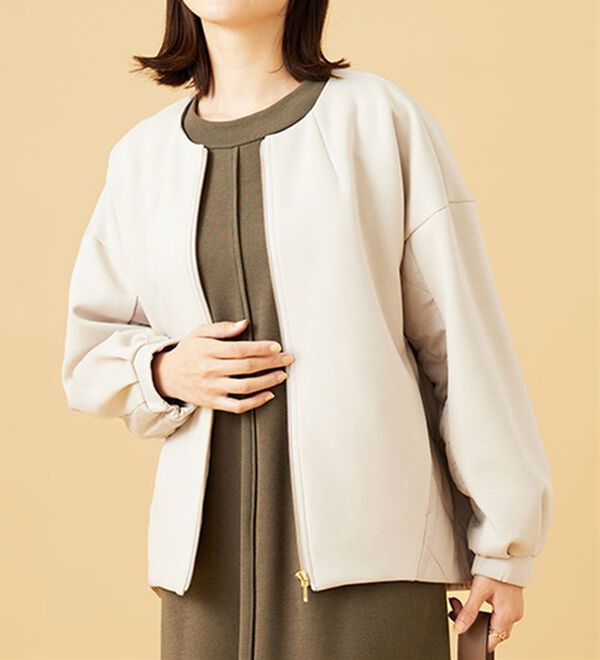 BELLUNA（ベルーナ）の「中わたキルト切替ノーカラージャケット（ノーカラージャケット）」｜詳細画像