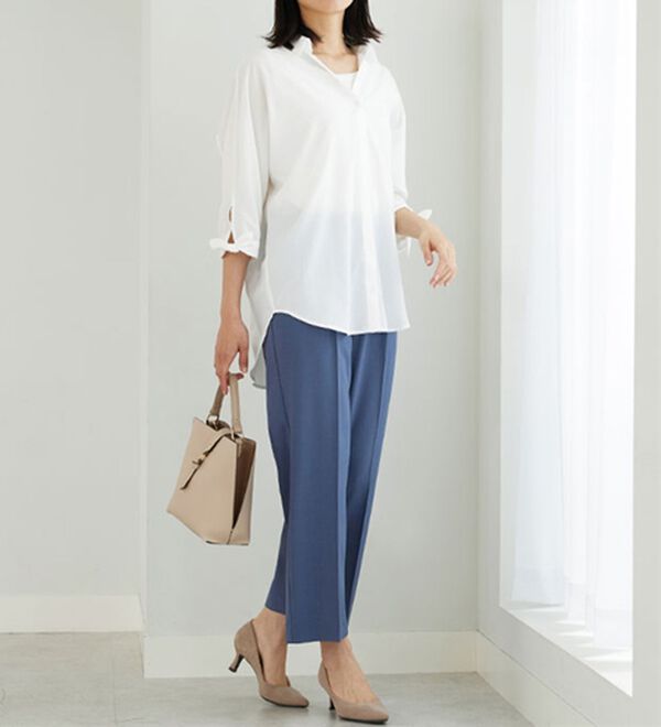 BELLUNA（ベルーナ）の「サラリ美脚見え！タック使いワイドパンツ（ワイドパンツ・ガウチョ）」｜詳細画像