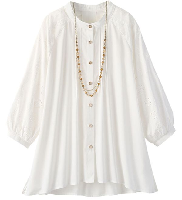 ルフラン（ルフラン）の「大人可愛い。刺しゅうレースブラウス（ブラウス）」｜オフホワイト