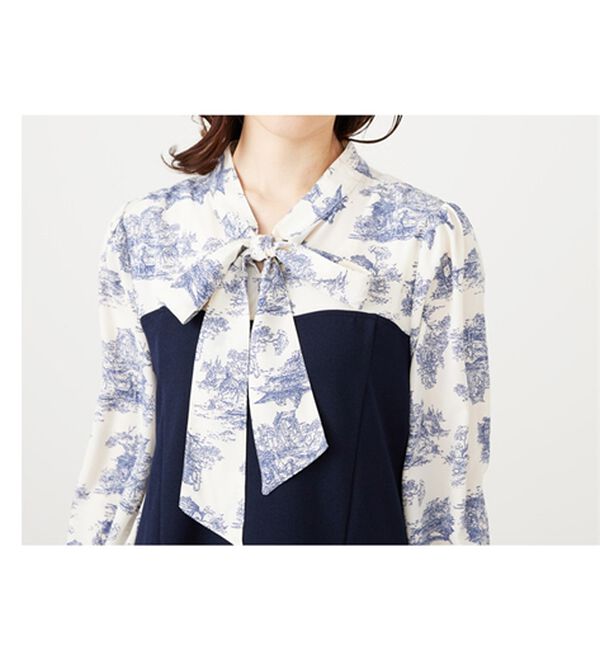 BELLUNA（ベルーナ）の「リボン付ブラウス切替チュニックワンピース（チュニック）」｜詳細画像