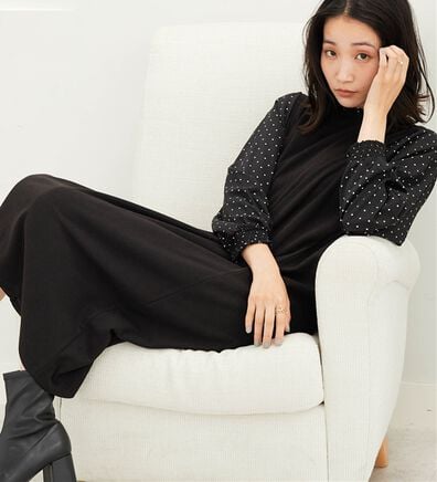 BELLUNA（ベルーナ）の「フリル衿異素材切替ワンピース（その他ワンピース）」