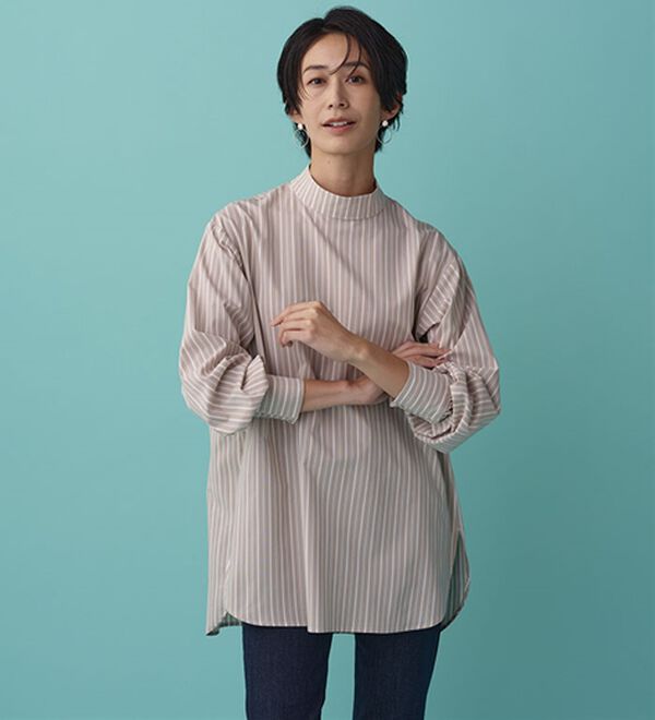 BELLUNA（ベルーナ）の「＜ＳＯＬＯＴＥＸ（Ｒ）＞ストレッチハイネックブラウス（ブラウス）」｜詳細画像