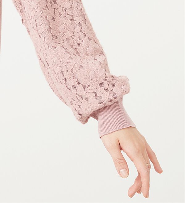 BELLUNA（ベルーナ）の「袖起毛レースニットプルオーバー（ニット・セーター）」｜詳細画像