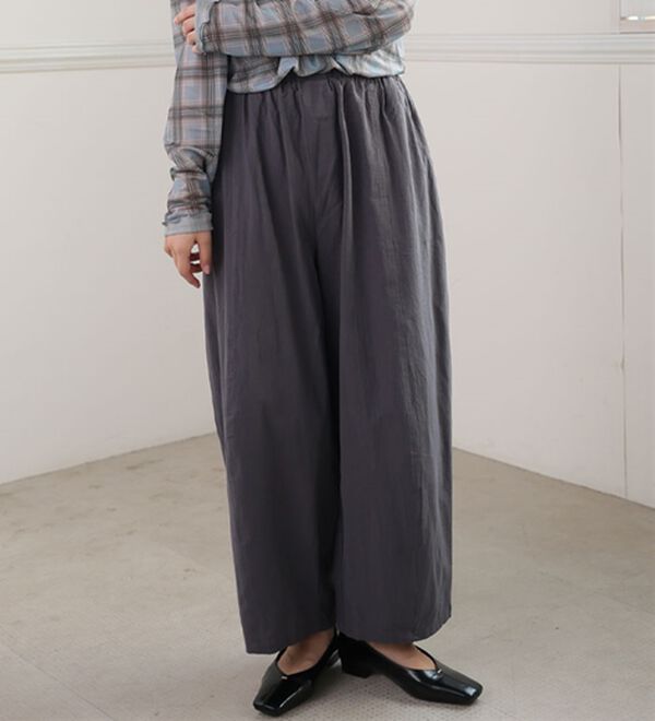 A HAPPY MARILYN（アハッピーマリリン）の「【Ｌ～８Ｌ】綿１００％ さらっと優しいコットン バレルレッグパンツ カーブパンツ 選べる２丈（ワイドパンツ・ガウチョ）」｜詳細画像
