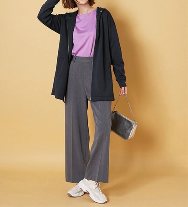 BELLUNA（ベルーナ）の「フードデザインとろみ素材ジップアップパーカー（パーカー）」｜詳細画像