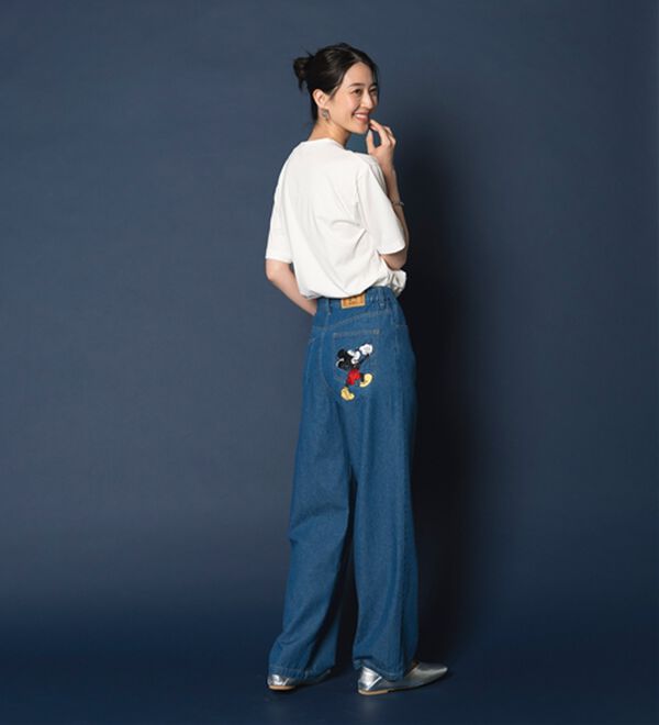 BELLUNA（ベルーナ）の「＜Ｄｉｓｎｅｙ＞刺しゅうデニムパンツ（ワイドパンツ・ガウチョ）」｜詳細画像