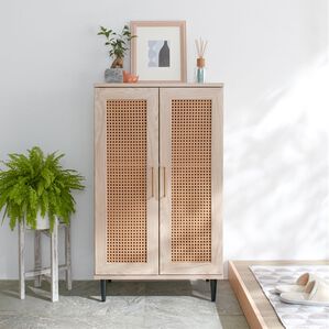 iellio（イエリオ）の「ラタン調シューズボックス＜シューズラック・下駄箱＞（玄関収納・用品）」｜ナチュラル幅60cm