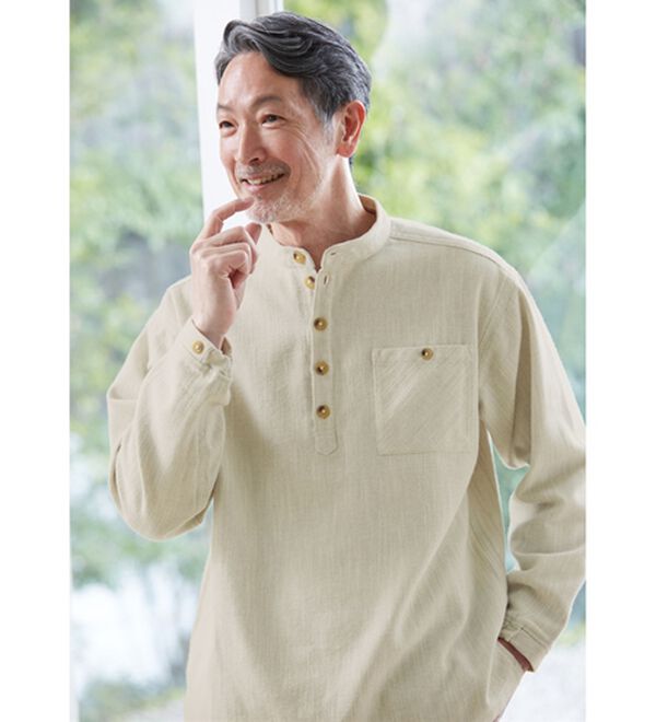 「ざっくり木綿のふんわり起毛シャツ（メンズシャツ）」｜詳細画像