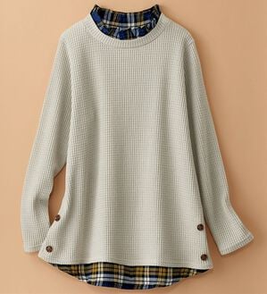 BELLUNA（ベルーナ）の「異素材重ね着風チュニック（チュニック）」｜ライトグレー1