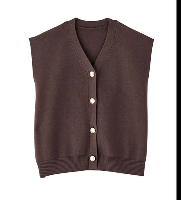 RANAN（ラナン）の「【ムースタッチ】洗える！ゴールド調ボタンニットベスト（ベスト）」｜詳細画像