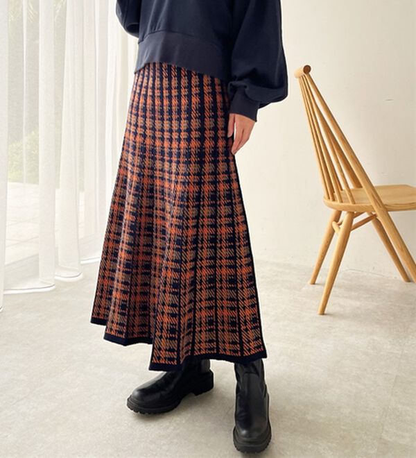 配色ニットプリーツスカート - ベルーナ【公式】 