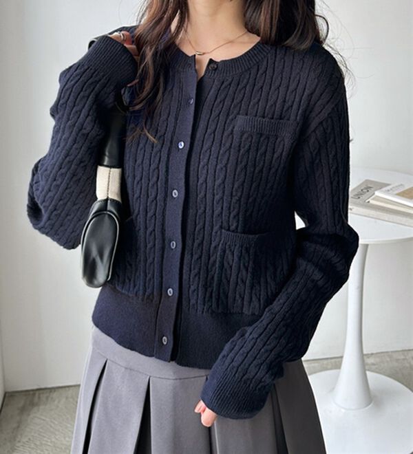 未着用✨LRL ケーブルニットカーディガン ネイビー ケーブルニットカーディガン ネイビー | KEY MEMORY鎌倉ファッション