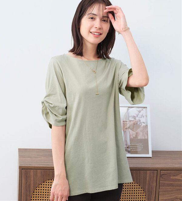 Viola e Viola（ヴィオラ エ ヴィオラ）の「綿１００％袖タックチュニック（チュニック）」｜ミント