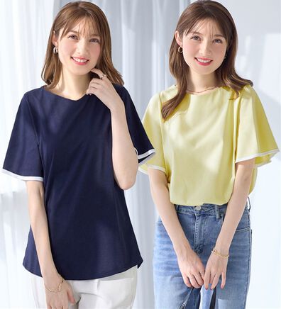 alotta（アロッタ）の「【接触冷感】配色フレアスリーブトップス（カットソー）」