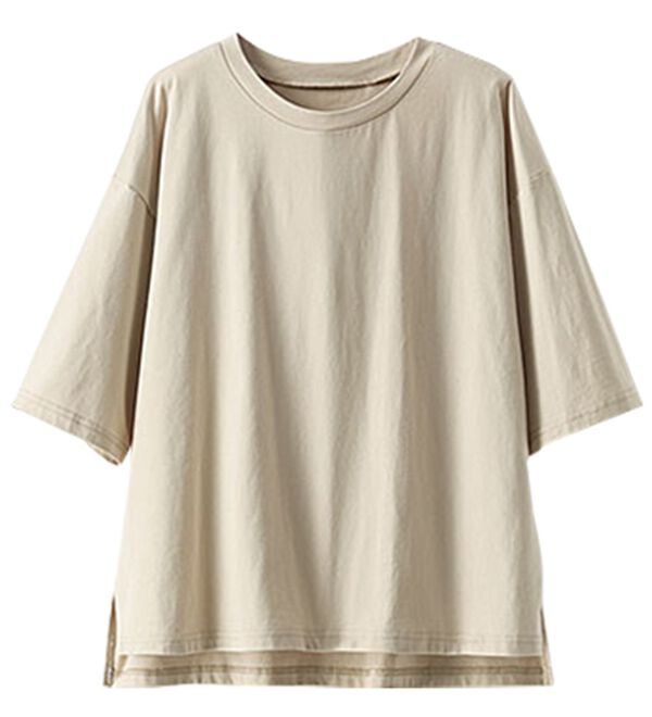 BELLUNA（ベルーナ）の「綿１００％汗染み対策短丈プルオーバー（カットソー）」｜ライトグレー