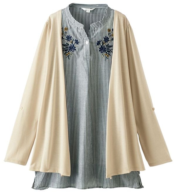 BELLUNA（ベルーナ）の「刺しゅう使いトッパーフェイクチュニック（チュニック）」｜詳細画像