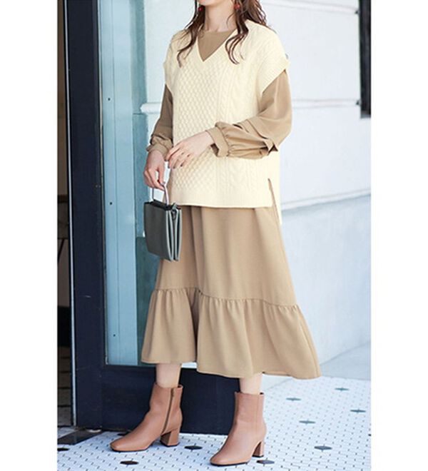 RANAN（ラナン）の「＜４つの機能付＞ケーブル柄ニットベスト（ベスト）」｜詳細画像