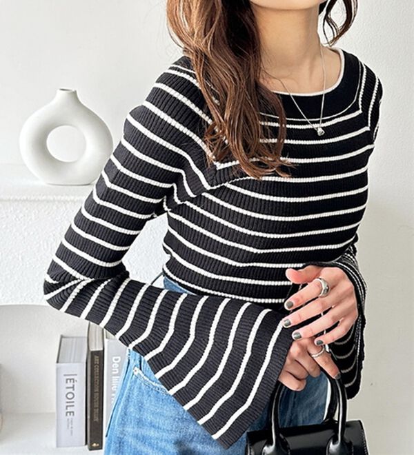 GeeRA（ジーラ）の「バレエネックフレアスリーブニット（ニット・セーター）」｜詳細画像