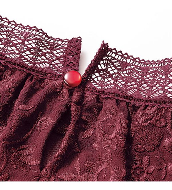 VINNO（ヴィノ）の「刺しゅうレースハイネックブラウス（ブラウス）」｜詳細画像