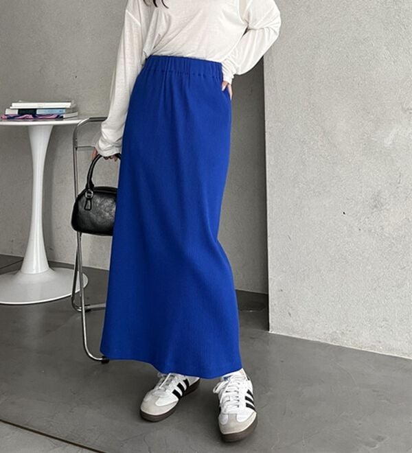 GeeRA（ジーラ）の「【着回し力◎】楽ちんすっきり見え！リブロングスカート（ロングスカート）」｜詳細画像