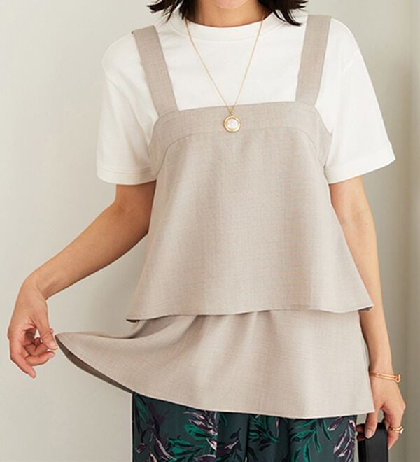 BELLUNA（ベルーナ）の「サラリ麻調素材ビスチェセットアップ（セットアップ）」｜詳細画像