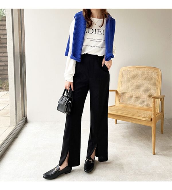 GeeRA（ジーラ）の「楽ちん！ストレッチスリットスラックスパンツ（フルレングスパンツ）」｜詳細画像