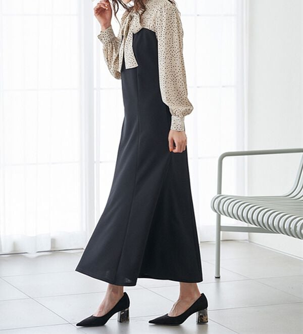 RANAN（ラナン）の「ボウタイデザインドッキングワンピース（ドッキングワンピース）」｜詳細画像