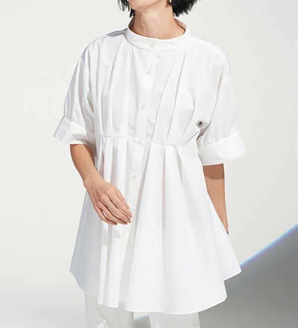 BELLUNA（ベルーナ）の「汚れが落ちやすい白！タックブラウス（ブラウス）」｜詳細画像
