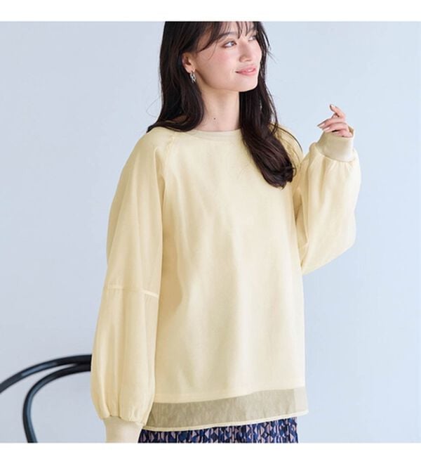 RANAN（ラナン）の「裏起毛シアー素材レイヤードスウェット（カットソー）」｜詳細画像