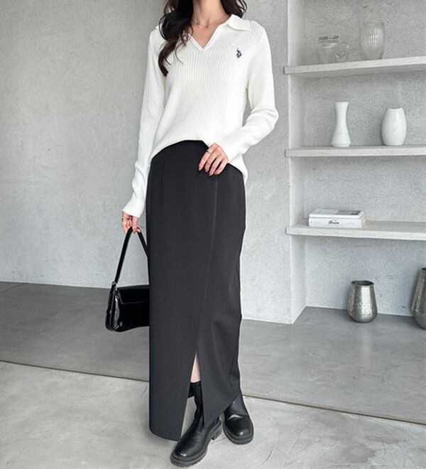 GeeRA（ジーラ）の「オンオフ着られる！スリットタイトスカート（ロングスカート）」｜詳細画像