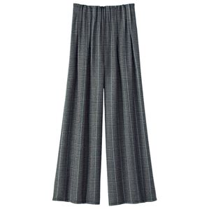 BELLUNA（ベルーナ）の「ギャザーウエストチェックワイドパンツ（ワイドパンツ・ガウチョ）」｜グレー系