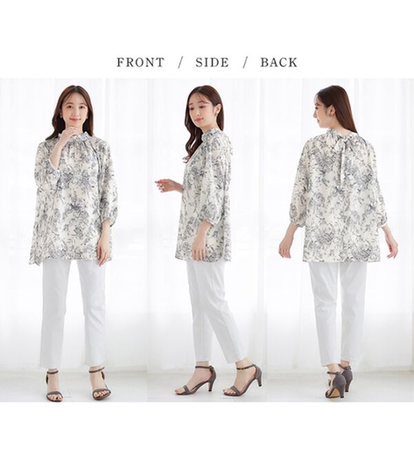 alotta（アロッタ）の「線画花柄バックリボンチュニック（チュニック）」｜詳細画像