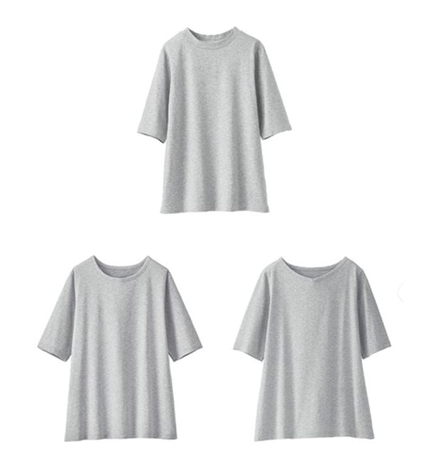 BELLUNA（ベルーナ）の「綿１００％抗菌防臭汗ジミ対策プルオーバー（カットソー）」｜杢ライトグレー