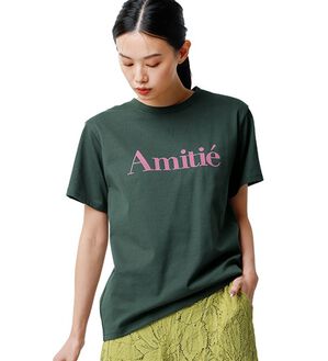 RANAN（ラナン）の「フロッキープリントロゴＴ（Tシャツ）」｜チャコール(Amitie)