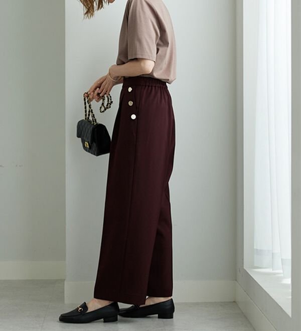 BELLUNA（ベルーナ）の「メランジストレッチ素材ワイドパンツ（ワイドパンツ・ガウチョ）」｜詳細画像