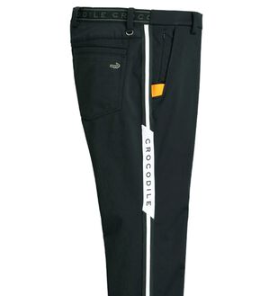 「＜クロコダイル＞防風テック裏フリースアクティブパンツ（メンズフルレングスパンツ）」｜ブラック