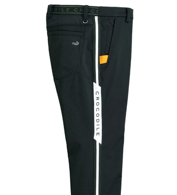「＜クロコダイル＞防風テック裏フリースアクティブパンツ（メンズフルレングスパンツ）」｜ブラック