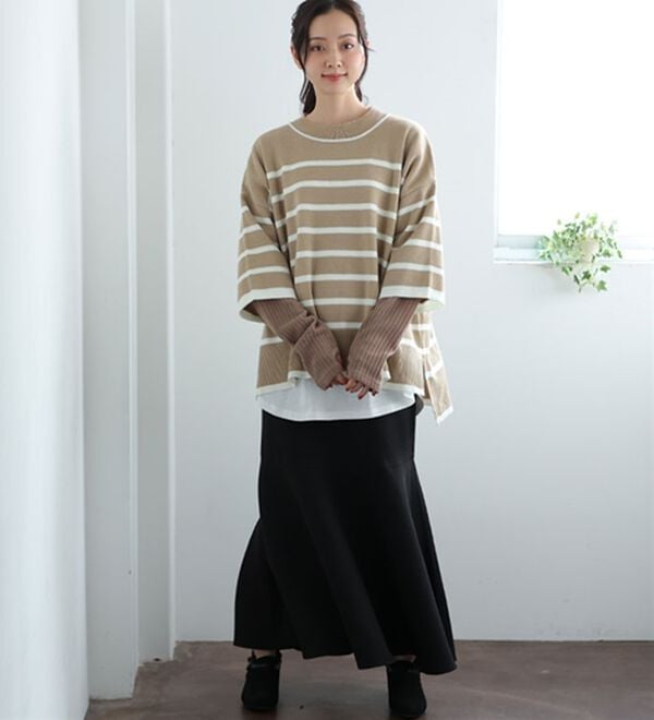 「【Ｌ～６Ｌ】重ね着を楽しむレイヤード専用ニットプルオーバー（ニット・セーター）」｜詳細画像